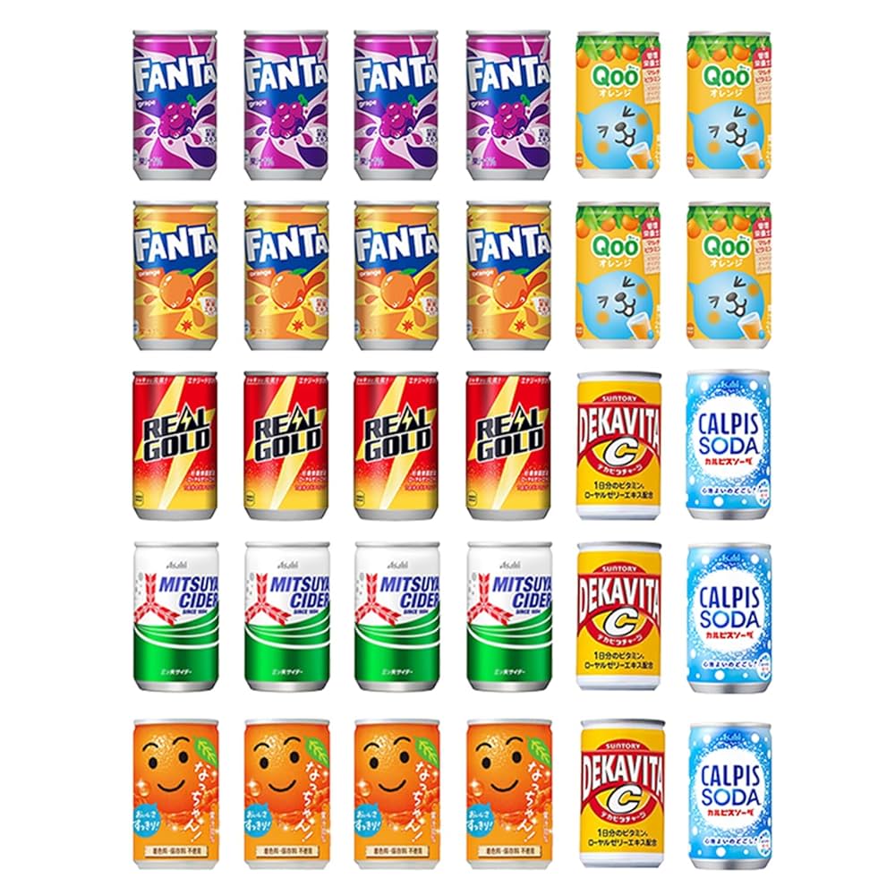 炭酸飲料詰め合わせ 30本 <アミューズメント> Amazon | 炭酸飲料 ミニ 缶 ジュース 160ml 8種 B 計30本